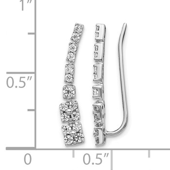 14k White Gold 1/2 carat Diamond Graduated Ear Climber Earrings — alternate view