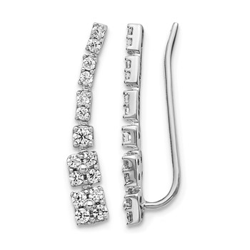 14k White Gold 1/2 carat Diamond Graduated Ear Climber Earrings