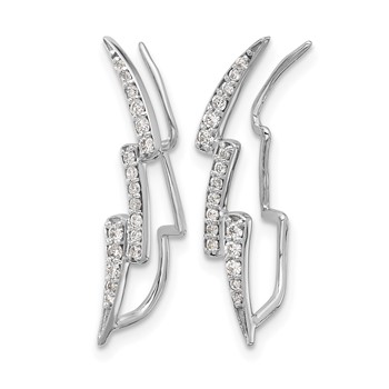 14k White Gold 1/3 carat Diamond Lightning Ear Climber Earrings — alternate view
