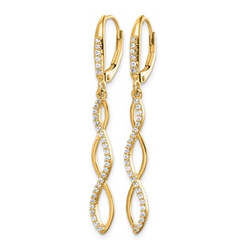 14k 1/3 carat Diamond Twisted Dangle Leverback Earrings — alternate view