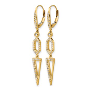 14k 1/2 carat Diamond Triangle Dangle Leverback Earrings — alternate view