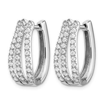 14k White Gold 1 carat Lab Grown Diamond VS/SI+ G+ Complete Hinged Hoop Earrings — alternate view