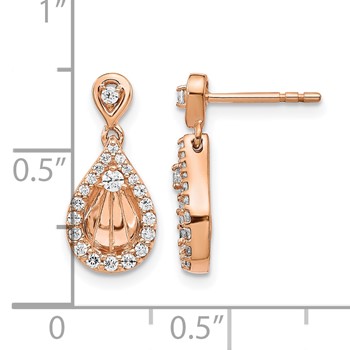 14k Rose Gold 1/3 carat Diamond Teardrop Dangle Post Earrings — alternate view