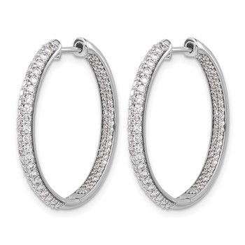 14k White Gold 2-row 1.5 carat Diamond In/Out Hinged Hoop Earrings — alternate view