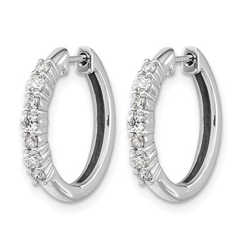 14k White Gold 1/2 carat Diamond Hinged Hoop Earrings — alternate view