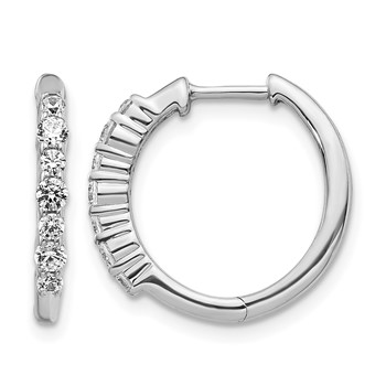 14k White Gold 1/2 carat Diamond Hinged Hoop Earrings