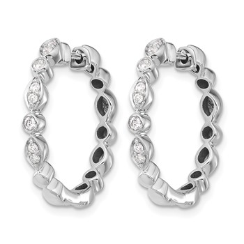 14k White Gold 1/4 carat Diamond Hinged Hoop Earrings — alternate view