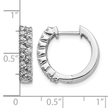 14k White Gold 2-row 1 carat Diamond Hinged Hoop Earrings — alternate view