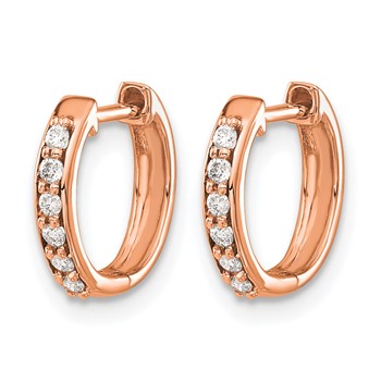 14k Rose Gold 1/8 carat Diamond Hinged Hoop Earrings — alternate view