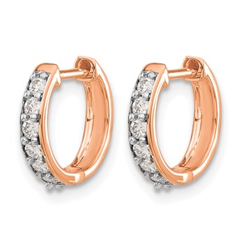 14k Rose Gold 1/4 carat Diamond Hinged Hoop Earrings — alternate view