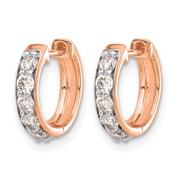 14k Rose Gold 1/2 carat Diamond Hinged Hoop Earrings — alternate view