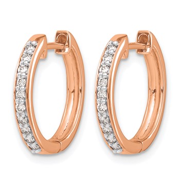 14k Rose Gold 1/4 carat Diamond Hinged Hoop Earrings — alternate view