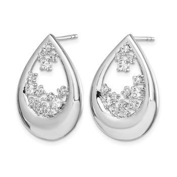14k White Gold 3/4 carat Diamond Teardrop Post Earrings — alternate view