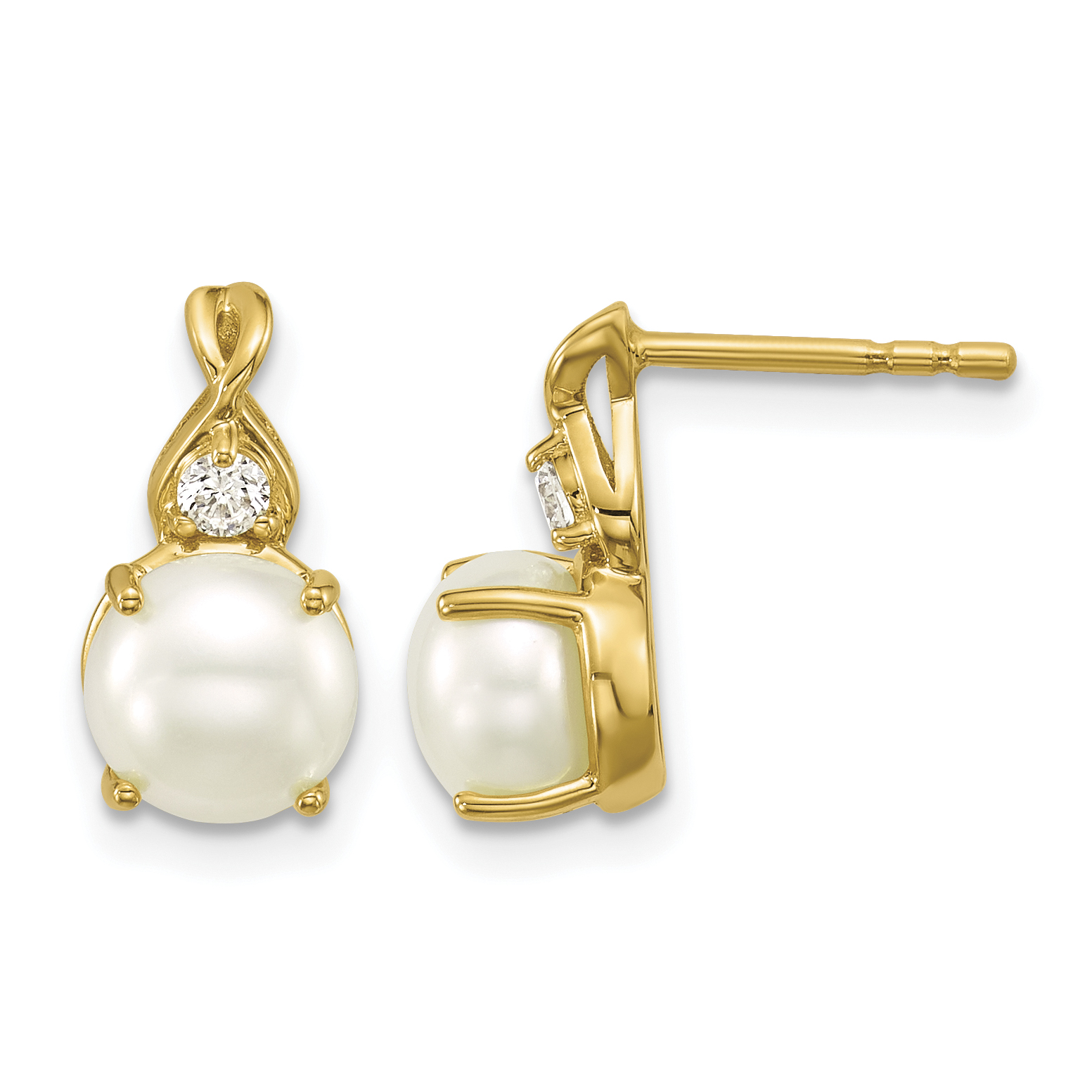 10k Checkerboard Freshwater Cultured Pearl & Lab Grown Diamond VS/SI+ G+ June Birthstone Complete Earrings