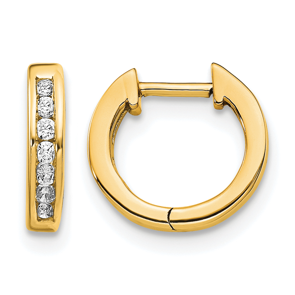 10k 1/8ct Lab Grown Dia VS/SI+ G+ Comp Hinged Hoop Earrings