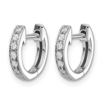 10k White Gold Diamond Hinged Hoop Earrings — alternate view