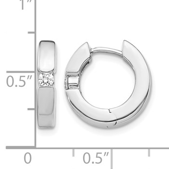 14k White Gold 1/6 carat AA Diamond Hinged Hoop Earrings — alternate view