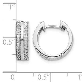 10k White Gold 2-row Diamond Hinged Hoop Earrings — alternate view
