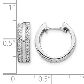 14k White Gold 2-row 1/5 carat Diamond Hinged Hoop Earrings — alternate view