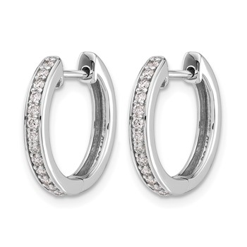 14k White Gold 1/3 carat Diamond Complete Hinged Hoop Earrings — alternate view