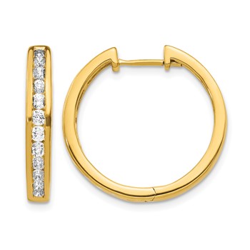 14k 1 carat Diamond Channel-set Hinged Hoop Earrings
