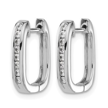 14k White Gold 1/4 carat Diamond Channel-set Square Hinged Hoop Earrings — alternate view