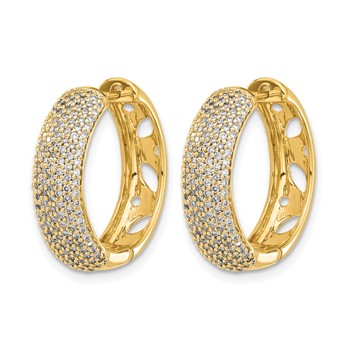 14k 1 carat Diamond Pave Hinged Hoop Earrings — alternate view
