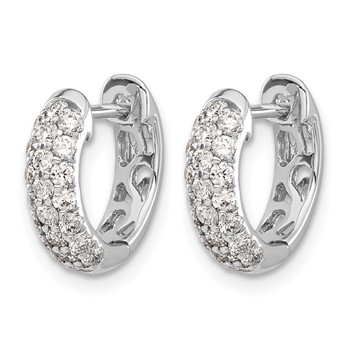 10k White Gold Diamond Hinged Hoop Earrings — alternate view