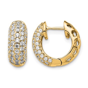 14k Yellow Gold Diamond Hinged Hoop Earrings