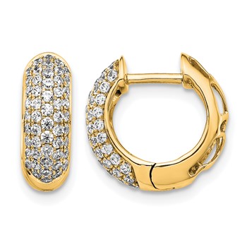 14K Yellow Gold Lab Grown VS/SI+ G+ Dia Hinged Hoop Earrings