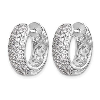 14k White Gold 1.75 carat Diamond Pave Hinged Hoop Earrings — alternate view