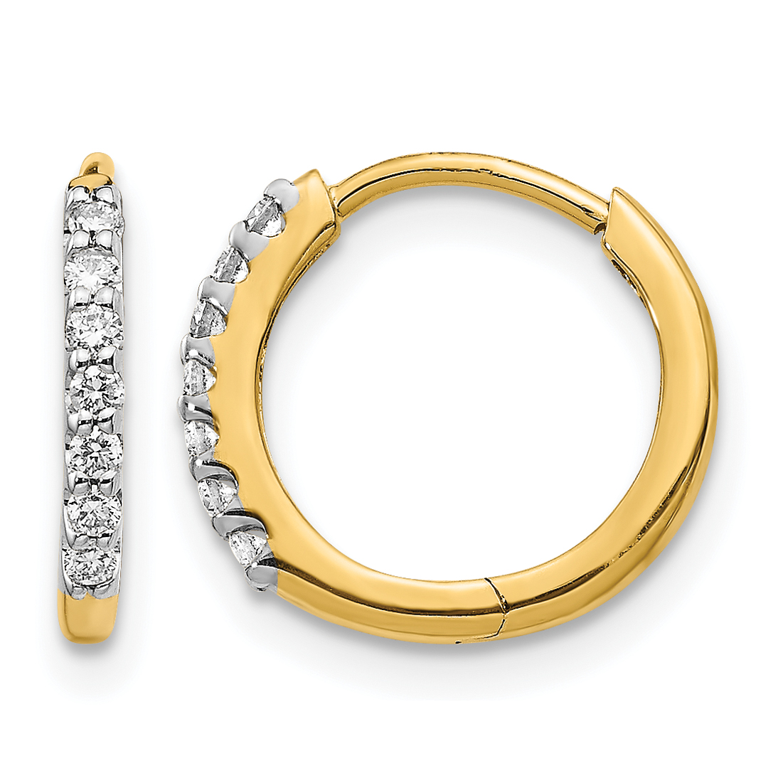 10k 1/8ct Lab Grown Diamond VS/SI+ G+ Complete Hinged Hoop Earrings
