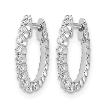 14k White Gold AA Diamond Hinged Hoop Earrings — alternate view