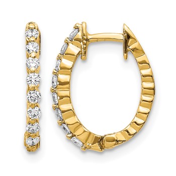 14k A Diamond Hinged Hoop Earrings