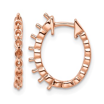 14k Rose Gold (Holds 14-2.0mm Round) Hinged Hoop Earring Mountings
