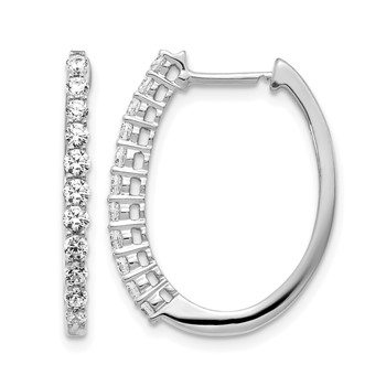 14k White Gold Diamond Hinged Hoop Earrings-Blank-Mtg Only