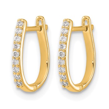 14k Yellow Gold Diamond Hinged Hoop Earrings — alternate view