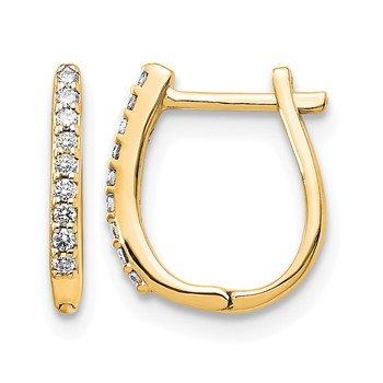 14k Yellow Gold Diamond Hinged Hoop Earrings