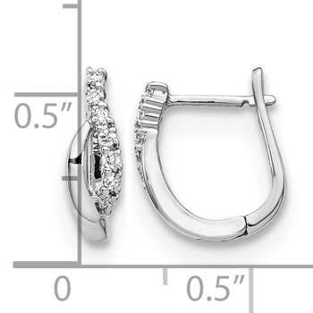 14k White Gold 1/8 carat Diamond Wave Hinged Earrings — alternate view