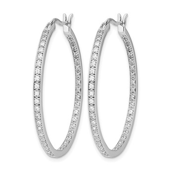 14k White Gold 3/4 carat Diamond In/Out Hoop Earrings — alternate view