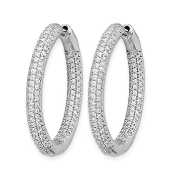14k White Gold 3-row 1.5 carat Diamond In/Out Hinged Hoop Earrings — alternate view