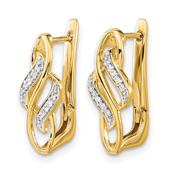 14k Diamond Fancy Hinged Hoop Earrings — alternate view