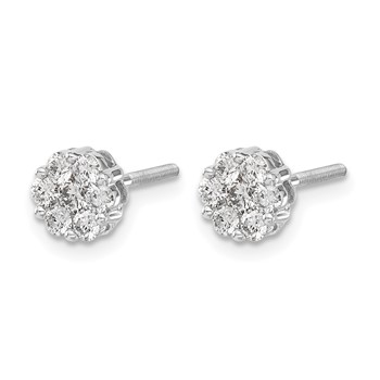 14k White Gold Diamond Cluster Screwback Earrings_blank-NO dias — alternate view