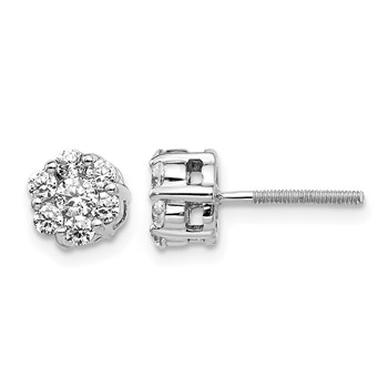 14k White Gold Diamond Cluster Screwback Earrings_blank-NO dias