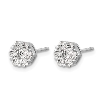 14k Yellow Gold Diamond Cluster Screwback Earrings-Blank NO Dias — alternate view