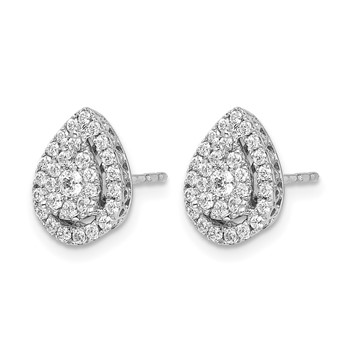 14k White Gold 1/2 carat Diamond Teardrop Cluster Post Earrings — alternate view