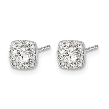 14k White Gold 5/8 carat Diamond Square Cluster Post Earrings — alternate view