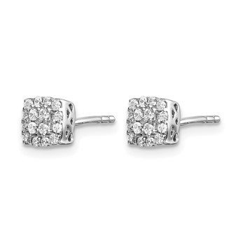14k White Gold 1/4 carat Diamond Square Halo Post Earrings — alternate view