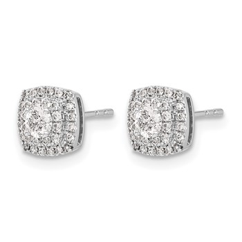 14k White Gold 1/2 carat Diamond Square Halo Post Earrings — alternate view