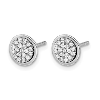 14k White Gold 1/5 carat Diamond Cluster Post Earrings — alternate view